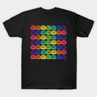 Spooky Halloween Pumpkins in Rainbow Colors Square T-Shirt